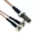 F Female jack to 2X CRC9 Male Right Angle Y Type Splitter Jumper Cable RG316 lot