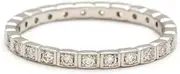 [HEARTS AND YOU] 0.5ct Round Cut Moissanite Wedding Band White Gold Plated Square Block Eternity