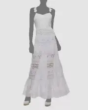 $795 Alice and Olivia Women's White Linen Floral Lace Inset Alora Dress Size 2