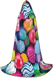 VPPUR Easter Eggs Print Unisex Hooded Cloak For Carnival Theme Party Decorations Witch Costume Cosplay