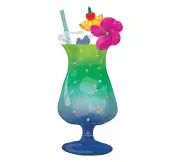 Packaged Tropical Balloons 37" Blue Hawaiian Drink Balloon Shape Large