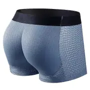 unbrand Men Trunks Built-in Fake Butt Hip Lifter Enhancer Shorts Boxer Briefs Padded Underwear Shapewear Und M JM467Blue