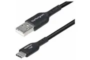 StarTech.com 2m (6.6ft) USB-A to USB-C Charging Cable, Charge & Sync, 3A, USB 2.0, TPE Jacket - Black USB Charging Cord - USB-A to USB-C Charging and