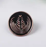 Bronze Barista Cafe Geek Lover Coffee Latte Art Rosetta Pin Brooch Badge Gift