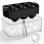 Whiskey Ice Ball Maker with Lid and Bin, 1.9" Round Ice Cube Trays for Freeze...