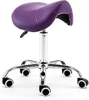 Saddle Stool on Wheels, Modern Swivel Rolling Seat/Salon Chair for SPA Massage, Comfortable Beauty Balance Chair for Healthy