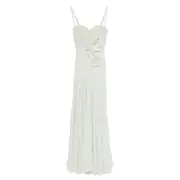 [Elisabetta Franchi] Elisabetta Franchi Floral-embroidery Lurex Gown 46 IT GREEN