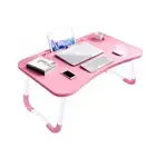 Pink Portable Bed Table Adjustable Folding Mini Desk Notebook Stand Card Slot Ho