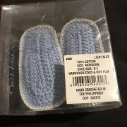 Jefferies Socks L Blue Grey Made USA - Newborn - 100% Cotton Hand Crocheted New