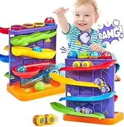 SORFURBOW Toddler Toys for 1 Year Old Boy Birthday Gift 2 in 1 Pound Ball Toy & Car Ramp Race Track Learning Active Early Developmental Montessori Toys for 1-Year-Old Easter Basket Stuffers