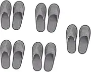 FOMIYES 10pcs Portable Folding Slippers Non-slip Indoor Slides for Men Women Living Room Bedroom Slippers Grey