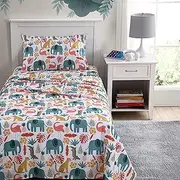 Poppy & Fritz Kids, Full Sheet Set, Stain Resistant Kids Bedding, Soft & Cozy Toddler Bedding Set (Wild Animals Pink, Full)