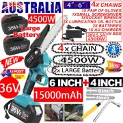 4500W 6"+4" Mini 36Vf Cordless Electric Chainsaw 2X Battery-Powered Wood Cutter