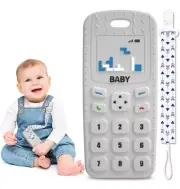 Silicone Baby Teether Cell Phone Baby 6-12 Months Grey