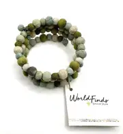 Women's World Finds Kantha Waves Spiral Wrap Bracelet Fair Trade
