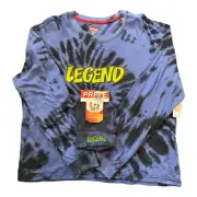 Prime Threads Legend 2pc Set Blue BLK Tie Dye Long Sleeve Shirt With Beanie Hat