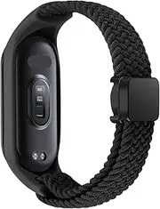 CZKE Braided Strap for Xiaomi Mi Band 8 Elastic Nylon Solo Loop Adjustable Watch band Magnetic Buckle bracelet for Miband 8 NFC Watchbands