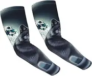 [LHDGBNV] Sun Protection Arm Sleeves For Men Women Uv Upf 50+ Gardening Sleeves Wolf Under Moon Sports Cooling Sleeve, Black