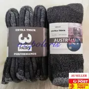 6 PAIRS SIZE 6-10 HEAVY DUTY AUSTRALIAN MERINO EXTRA THICK WOOL WORK SOCKS Grey