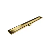 Radiant Tile Insert Linear Shower Grate - 100mm width - Brushed Gold - 700mm (74mm Outlet)