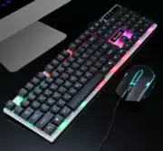 Rainbow Gaming Keyboard and Mouse Set,Waterproof Keyboard, 1000 DPI Mouse Black