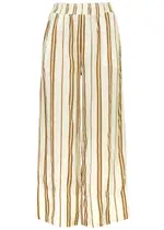 Bella Dahl Striped Wide-leg Linen-blend Trousers - Cream - M (UK12 / M) M (UK12 / M)
