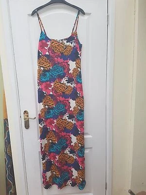 NEXT PINK NAVY GREEN ORANGE WHITE SUMMER FLORAL PRINT STRAPPY FLOATY MAXI DRESS
