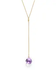 Amethyst Briolette Y-Necklace in 14K Yellow Gold, 22