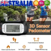 3D Sensor LCD Pedometer Jogging Running Step Walking Distance Calorie Counter