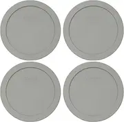 [Pyrex] 7201-PC Jet Gray Round Plastic Food Storage Replacement Lids - 4 Pack