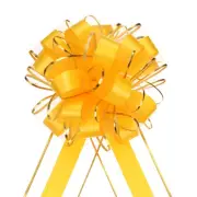 5pcs 8 Inch Large Big Pull Bows Gold Edge, Organza Car Gift Wrapping , Yellow