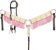 Showman Frosted Pink Mohair Single Ear Headstall & Breast Collar Set