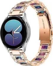 [NINKI] Sparkling Band Compatible Samsung Galaxy Watch 5/4 40mm 44mm/Classic 42mm 46mm/Active 2 Watch Bands Resin,（Sliver+Black Pink）20mm Stainless Steel Bracelet Band for Galaxy Watch 3 41mm/Watch 42mm