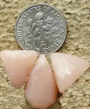 PINK OPAL BEADS set of 3 matching focal center piece Beads side-drilled
