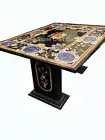 54" x 48" marble Table Top semi precious multi stones inlay With marble Stands