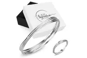 Boxed Solid 925 Sterling Silver Interlocking Bangle and Ring Set
