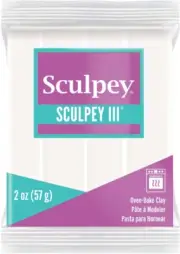 Sculpey III Polymer Oven-Bake Clay, White, Non Toxic, 2 Oz. Bar, Great for Model