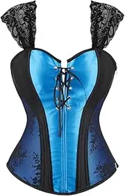 [OFFSUM] Women's Sexy Corset - Sexy Satin Floral Lace Embroidery Bustier Party Wedding Strapless Backless Large Size Bridal Summer Streetwear Top