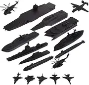 Luwecf 17x Naval Ship Assembly Kit Featuring Helicopter for Boys and Girls, Black