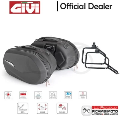 Pl174 + St609 Givi Pair Hard Side Bags + Frames Honda Cbf 500 2008 2009