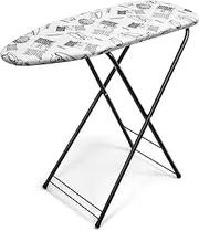 Duwee Compact Ironing Board (33x89 CM) with Ample Ironing Space, Lightweight Iron Board with Anti-Gravity Hook, Easy for Storage (White)