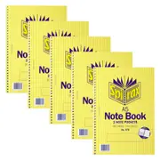 5pc Spirax 570 Pocket Notebook A5 School Stationery 7mm Ruled 200-Pages Yellow