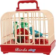 ADOCARN Voice Activated Singing Bird Cage Toy Chirping Fluttering Parrot Simulation for Kids Outdoor Play