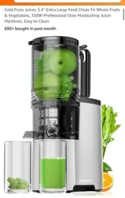 Canoly Masticating Juicer, Cold Press, 350w, Extra large Chute