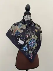 New Unisex Gucci Scarf Kris Knight Floral Black Silk Wrap with Gucci Gift Box