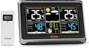 VEVOR Weather Station Indoor Outdoor, 7.5 in Color Display, Wireless Digital Home Weather Station, with Sensor Atomic Clock Adjustable Backlight Forecast Data Calendar Alarm Alert Temperature-NO WiFi