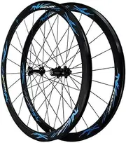 28" 700C Road Bike Wheelset Double-Walled Alloy Wheel Rims 20/24H Sealed Bearing Hub Disc Brake Quick Release 7-11Speed (Color : Blue)
