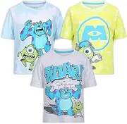 [Disney] Monsters Inc James Sullivan and Mike Wazowski Boys 3 Pack T-Shirts for Toddlers and Big Kids
