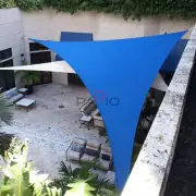 24FT-26FT Heavy Duty Steel Wire Sun Shade Sail Canopy Blue Triangle Outdoor