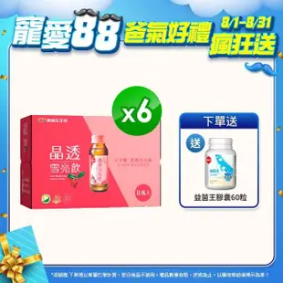 【葡萄王】晶透雪亮飲6盒 共48瓶(乳酸菌 賽洛美 熊果素 GABA 甘氨酸亞鐵 德國水解膠原蛋白)